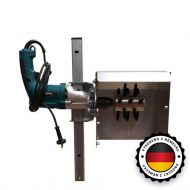 Škubačka hydiny na vŕtačku s ochranným krytom a stojanom - prepelice