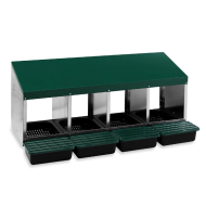 Nosné hniezdo pre sliepky so zberným košíkom na štvormiestne vajíčka