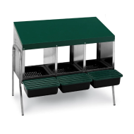 Nosné hniezdo pre sliepky so zberným košíkom na vajíčka, trojmiestne na nožičkác